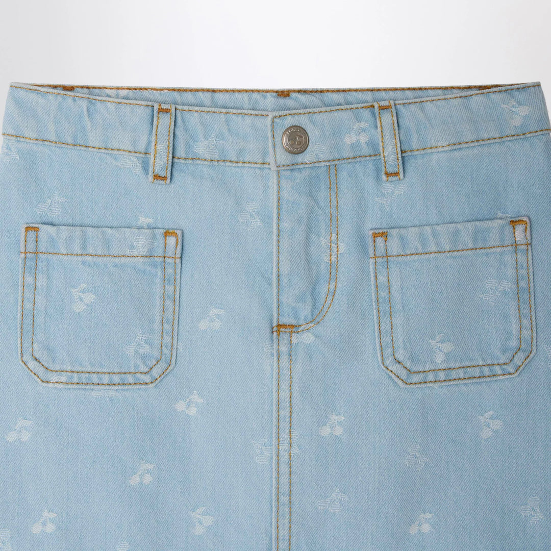 Bonpoint - Tison denim skirt with jacquard cherries