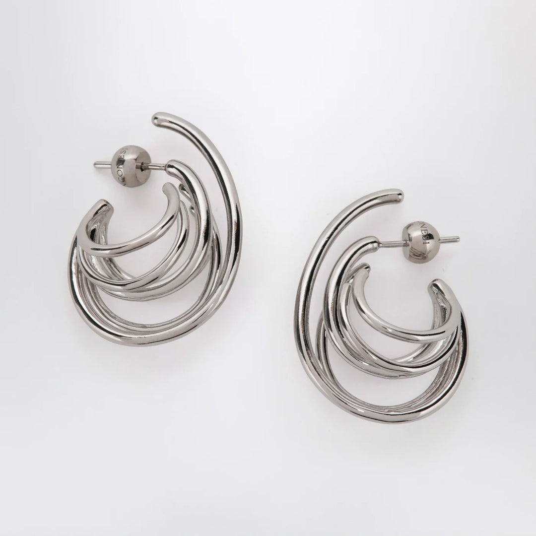 PANCONESI - Circular earrings in silver tone