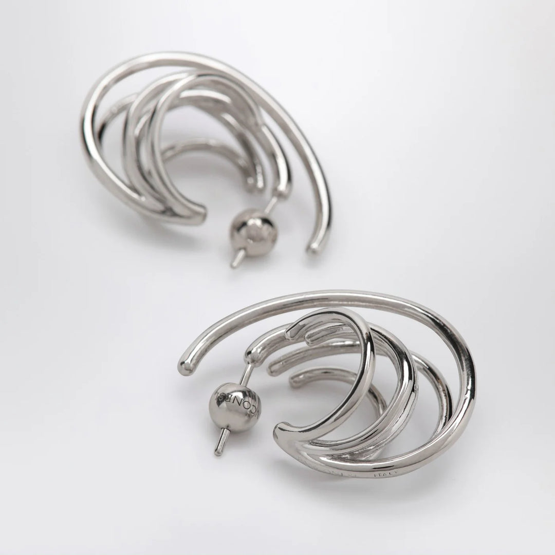 PANCONESI - Circular earrings in silver tone
