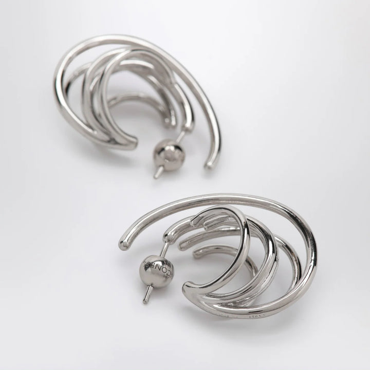 PANCONESI - Circular earrings in silver tone