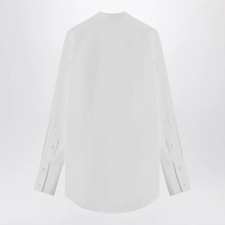 Maison Margiela - Deep V-neck cotton poplin shirt in white