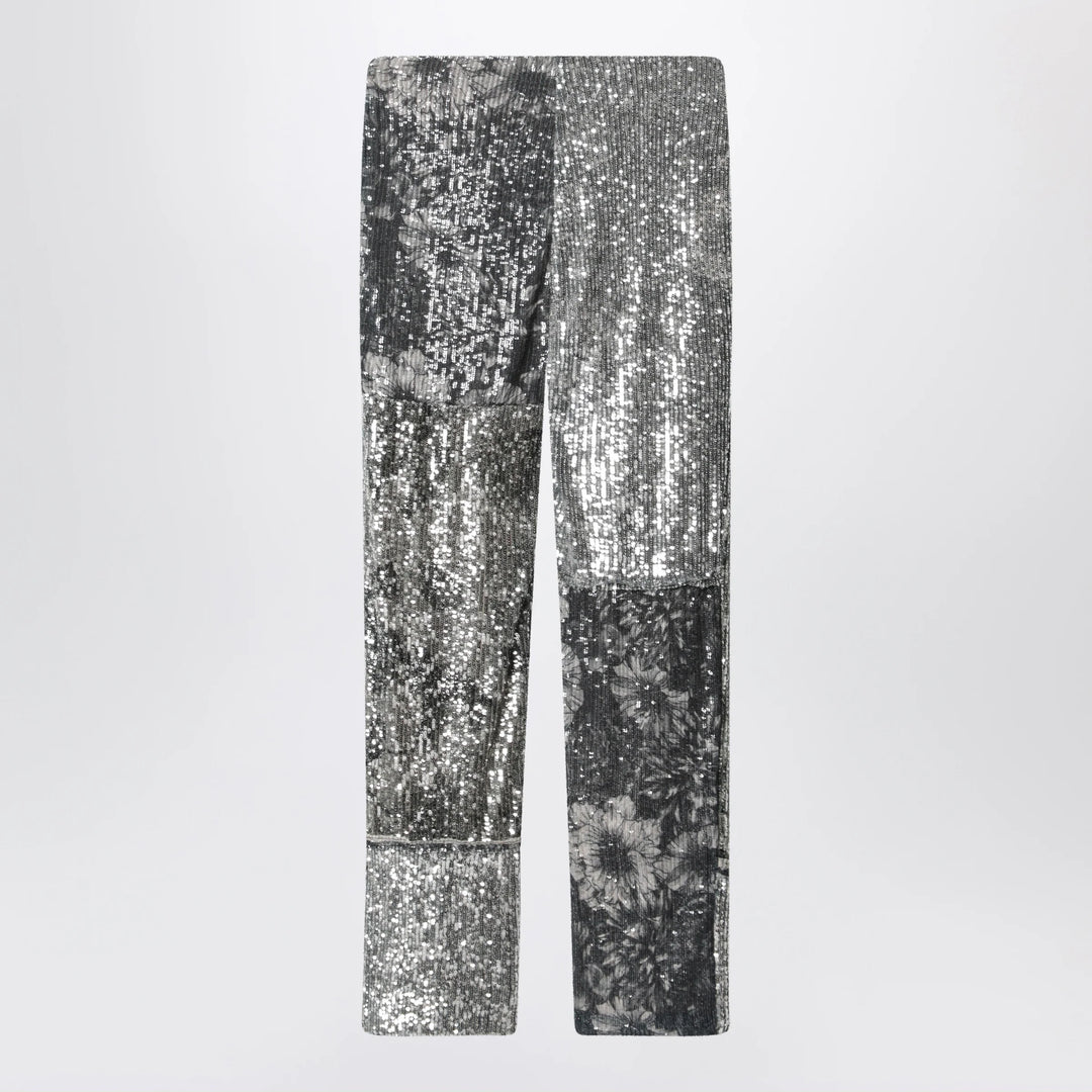Maison Margiela - Patchwork trousers with floral sequins, multicolor
