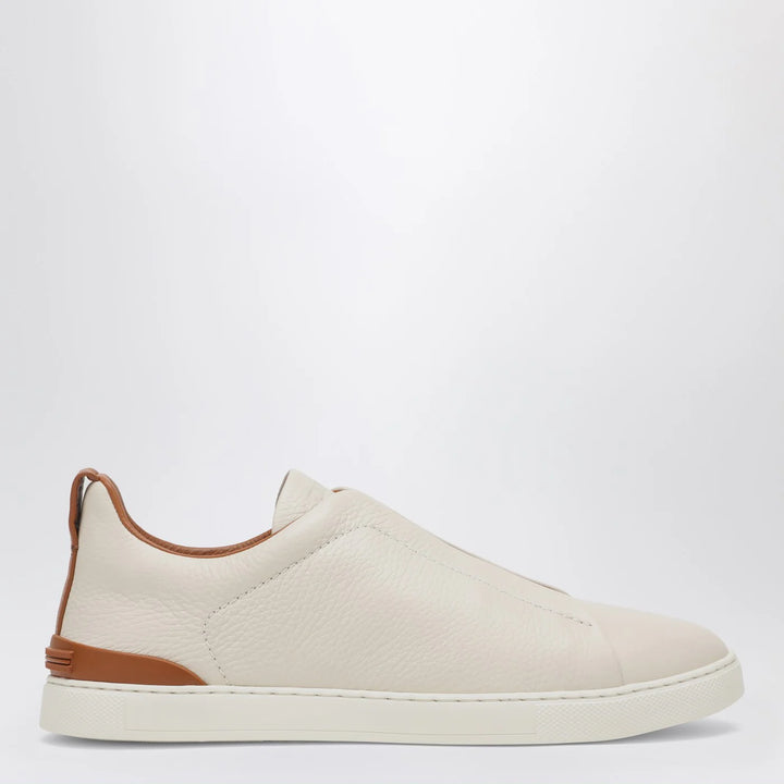 ZEGNA - White leather Triple Stitch Sneakers