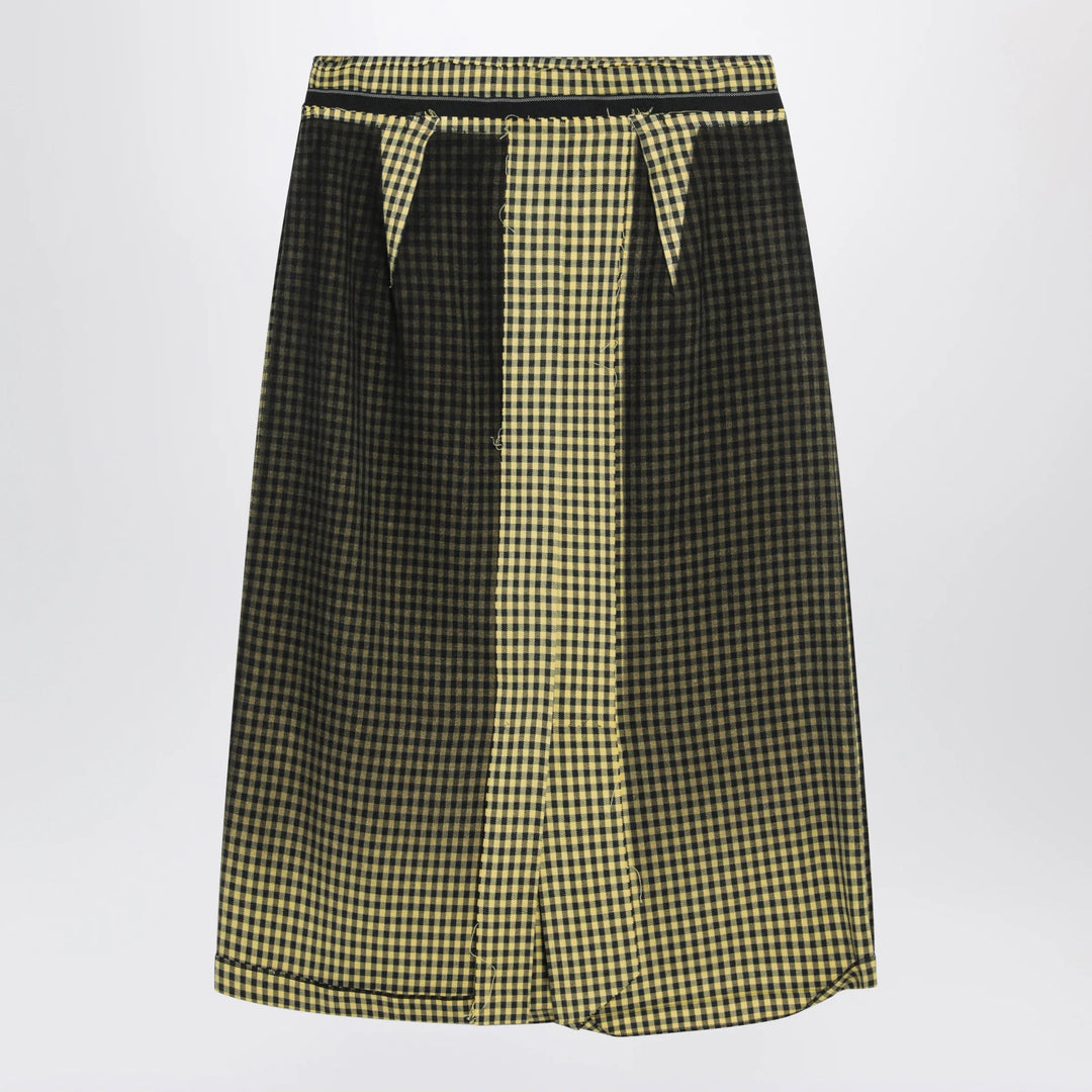 Maison Margiela - Virgin wool midi skirt with faded check pattern