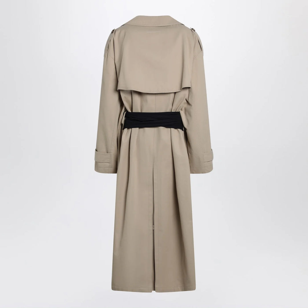 MM6 Maison Margiela - Beige cotton trench coat with gloves