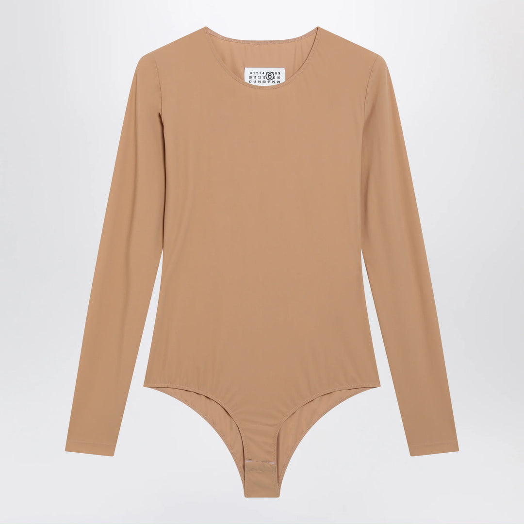 MM6 Maison Margiela - Skin-tone bodysuit in lycra jersey
