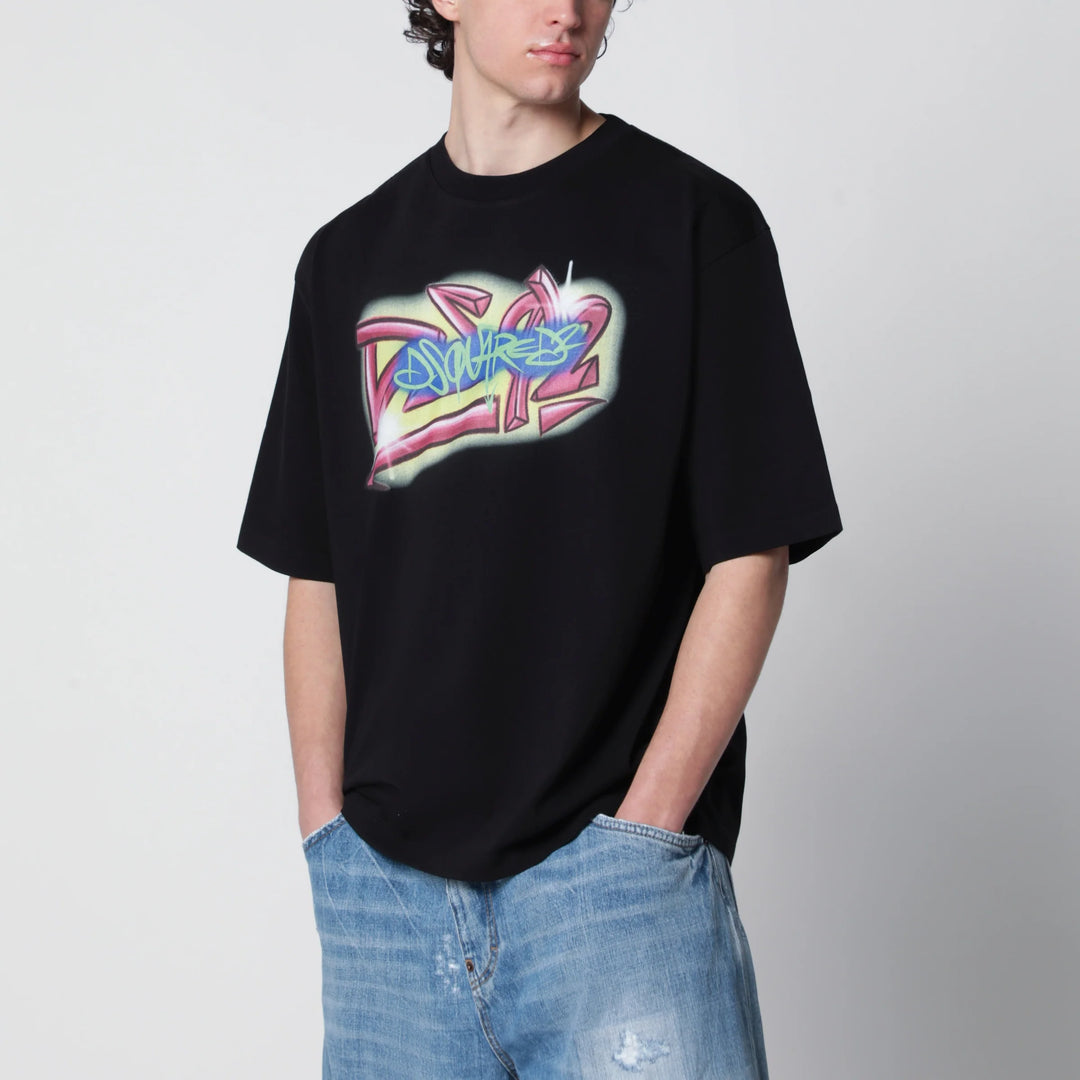Dsquared2 - Rebel Tags loose-fit cotton T-shirt in black