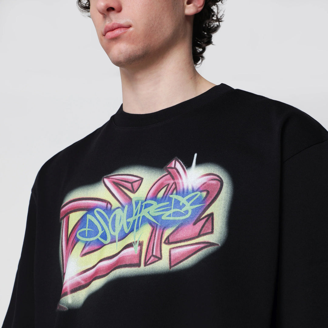 Dsquared2 - Rebel Tags loose-fit cotton T-shirt in black