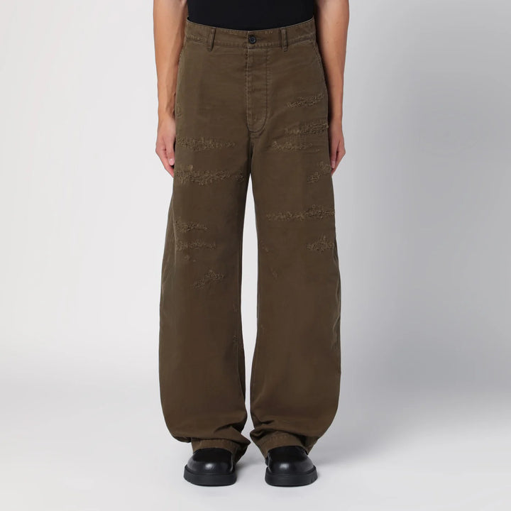 Dsquared2 - Military green wide trousers with wear