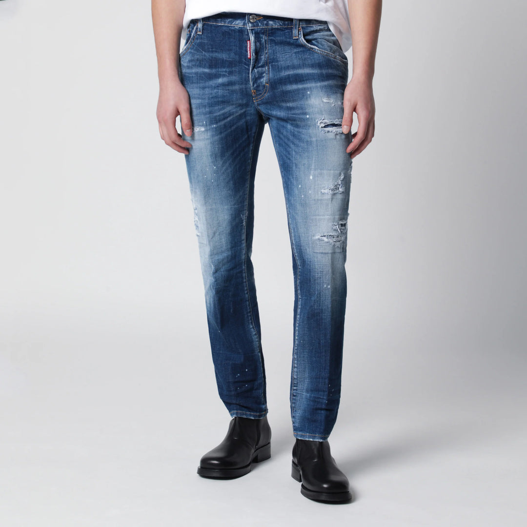 Dsquared2 - Skater jeans in medium blue with destroyed details