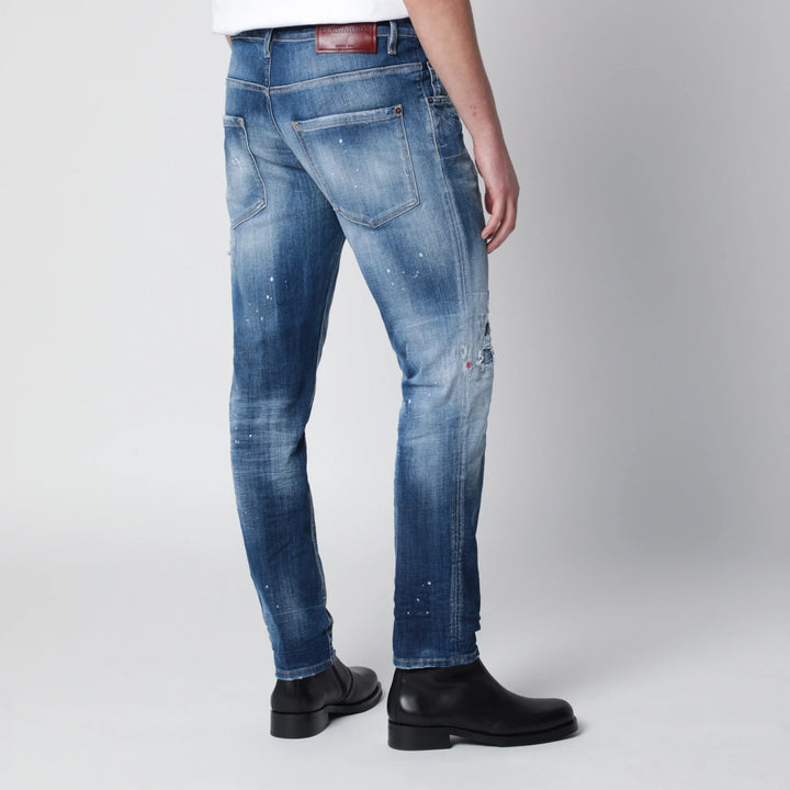 Dsquared2 - Skater jeans in medium blue with destroyed details