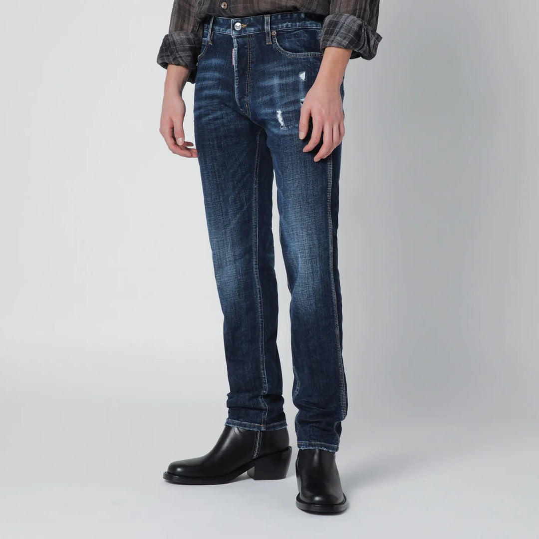 Dsquared2 - Slim-fit jeans in blue washed denim with distressed details