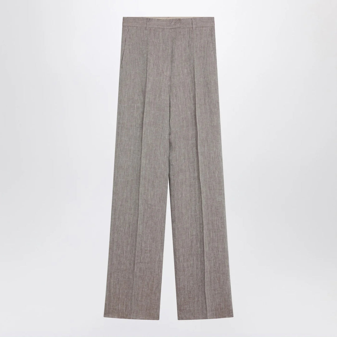 Max Mara Studio - Beige straight linen pants