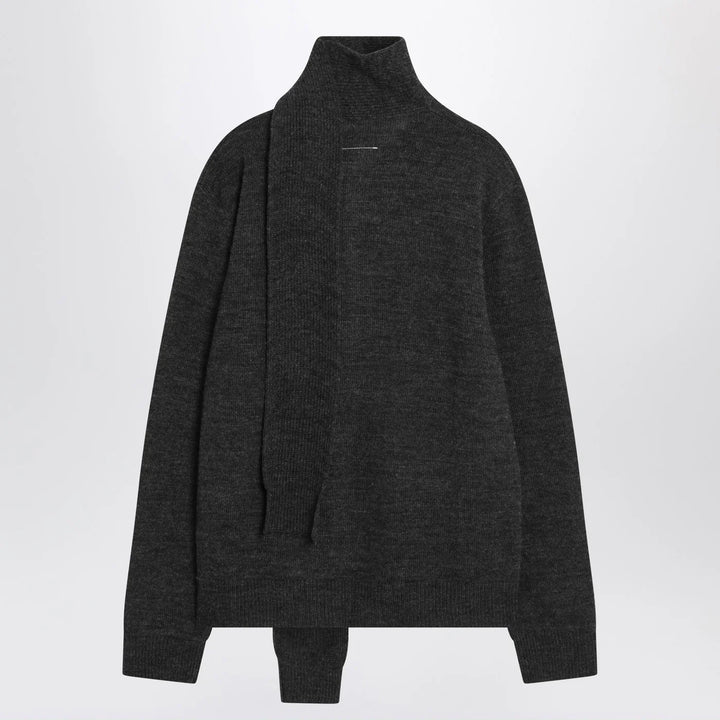 MM6 Maison Margiela - Grey wool-blend cardigan with scarf