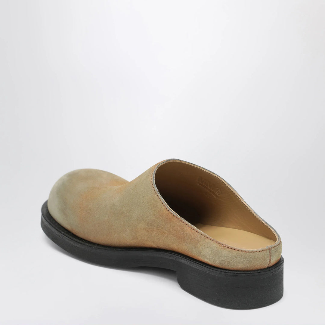 MM6 Maison Margiela - Biker Mules in Beige Washed Suede