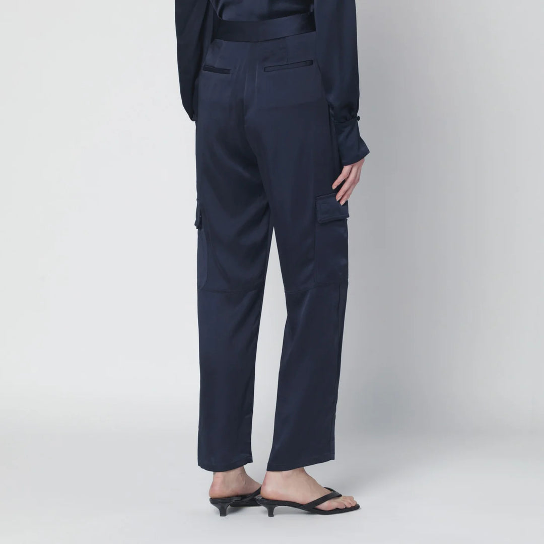SIMKHAI - Carolina trousers in midnight blue shiny satin