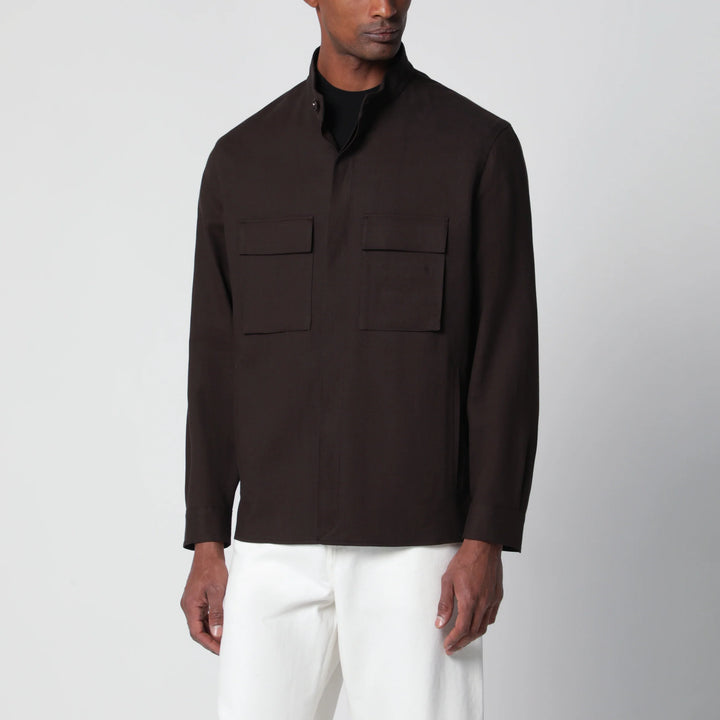 ZEGNA - Brown linen overshirt