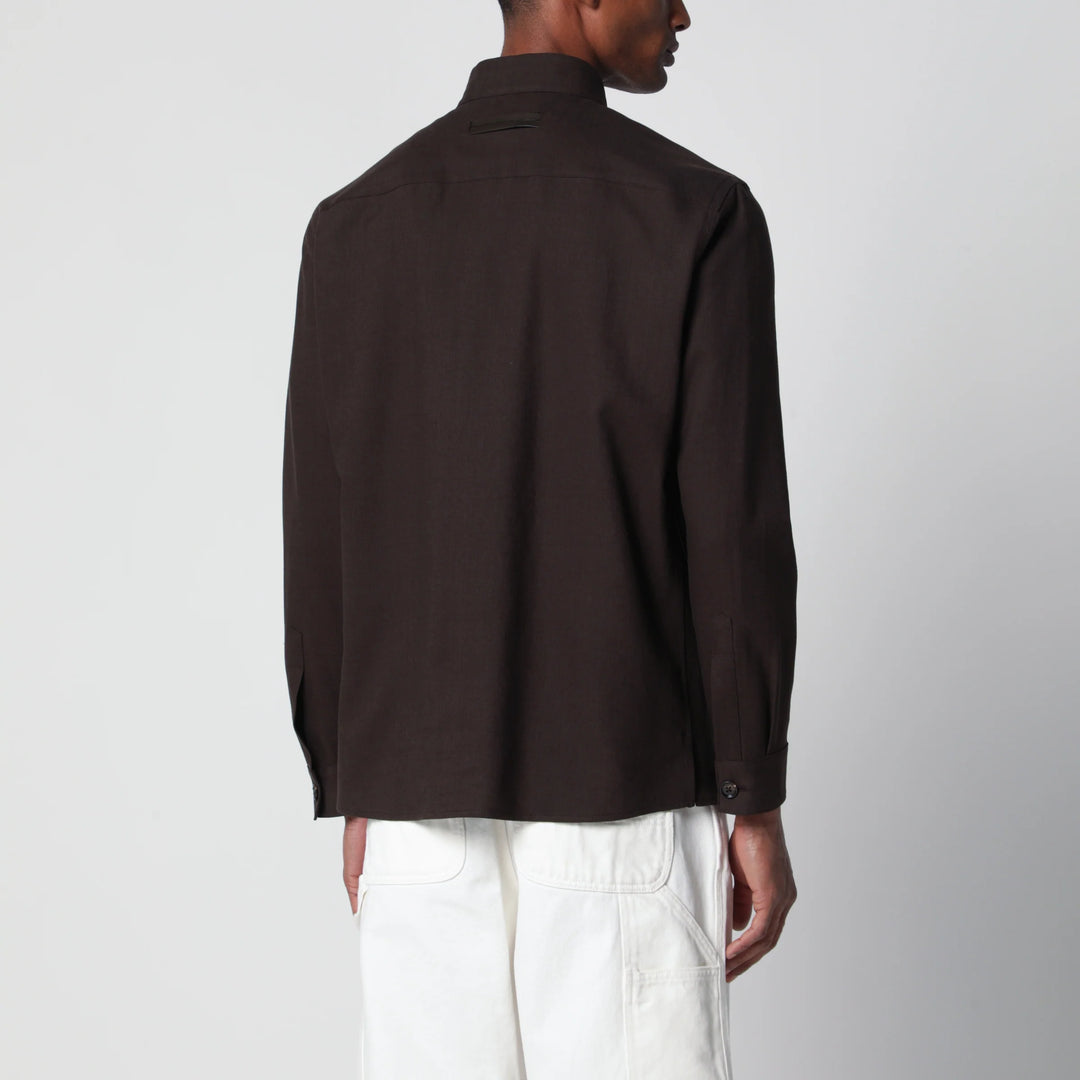 ZEGNA - Brown linen overshirt