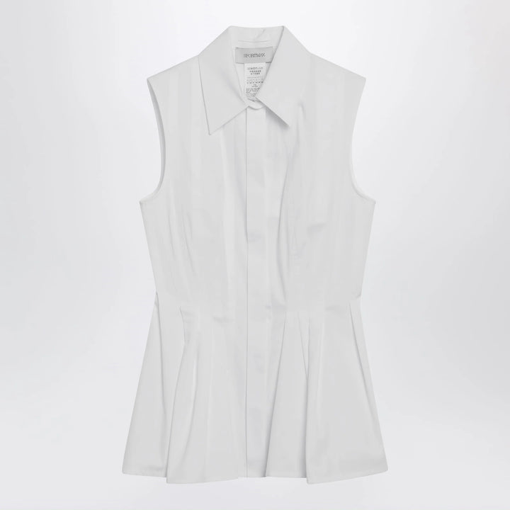 Sportmax - Sleeveless shirt in optical white cotton canvas