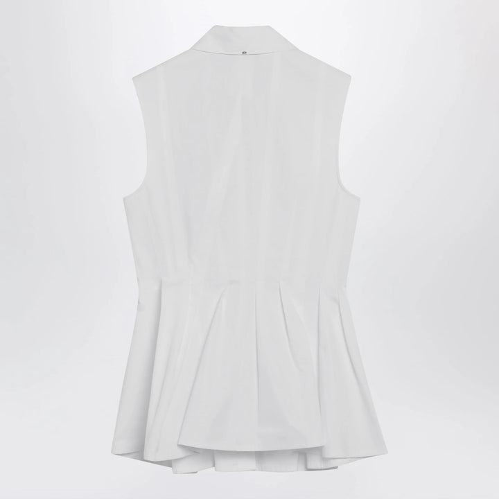 Sportmax - Sleeveless shirt in optical white cotton canvas