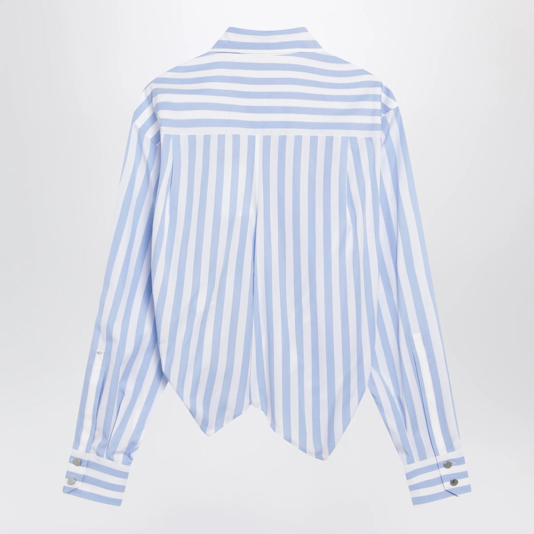 Sportmax - Striped cotton poplin shirt in light blue