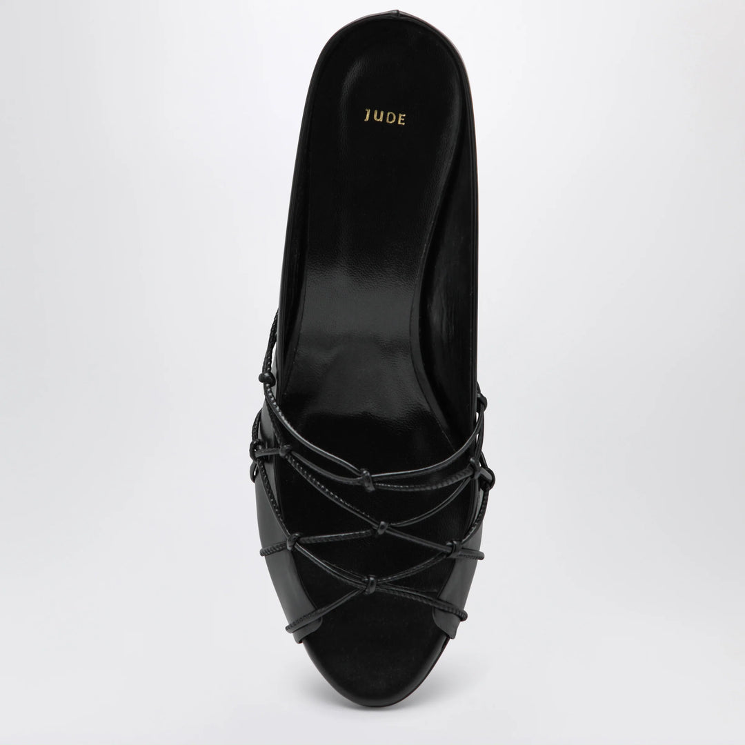 Jude - Knotty black leather slide sandals