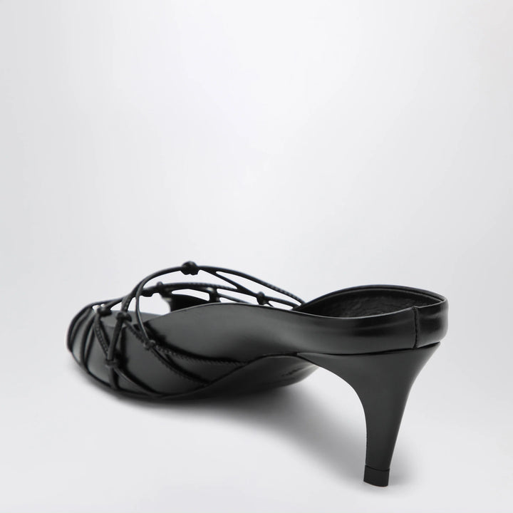 Jude - Knotty black leather slide sandals