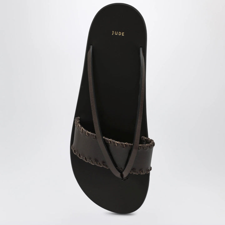 Jude - Brown leather flip-flop sandals