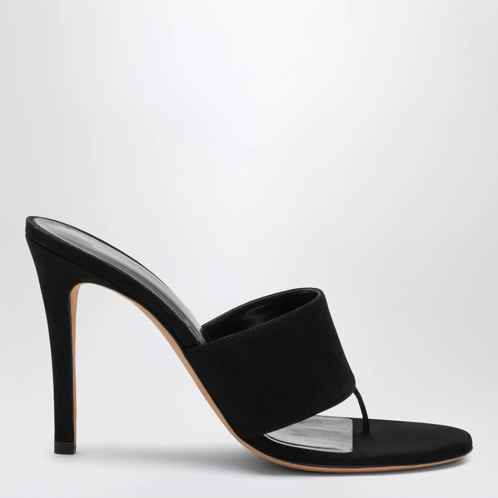 Jude - Black nubuck leather thong sandals