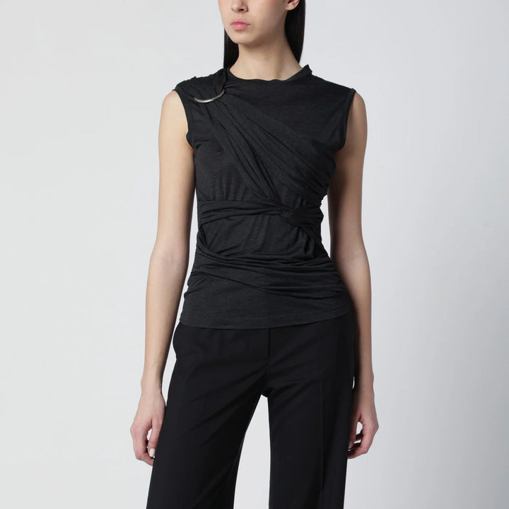 Durazzi Milano - Black mélange tank top with braided details