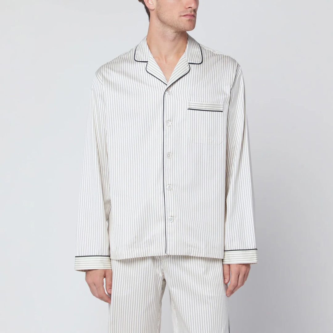 Tekla - Brown and white striped pyjama shirt