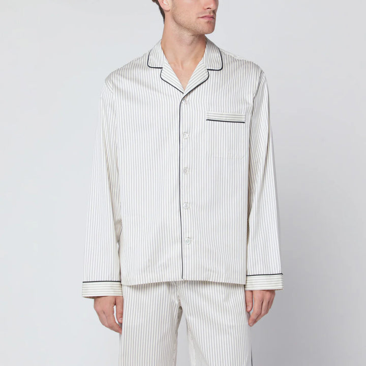 Tekla - Brown and white striped pyjama shirt