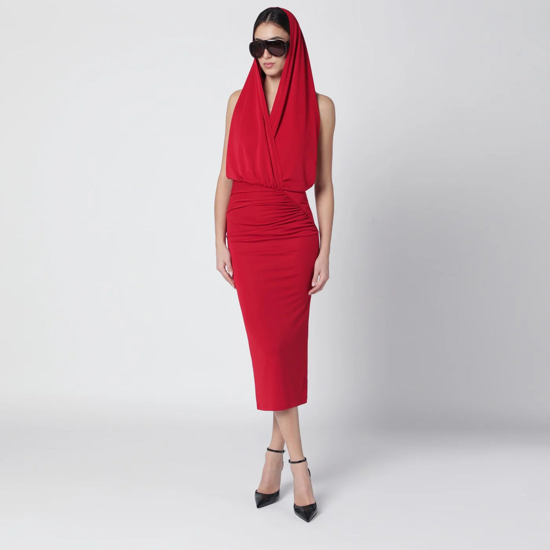 THE ANDAMANE - Red Annie hooded midi dress
