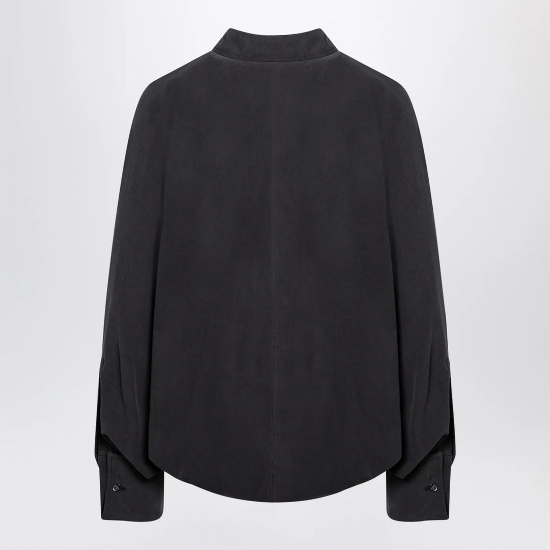 Max Mara - Anthracite grey silk body shirt