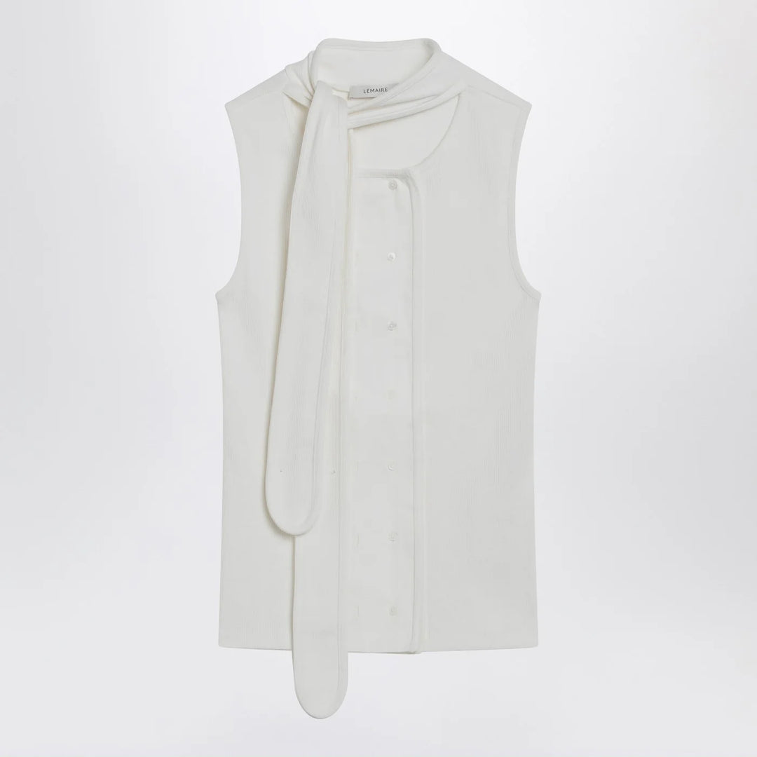 LEMAIRE - Milk-colored asymmetrical tank top with scarf