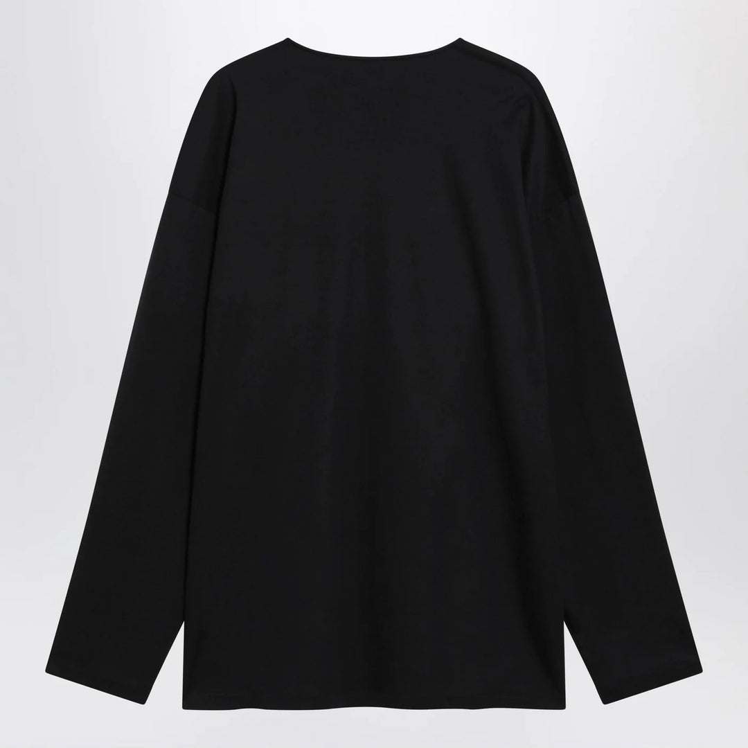 LEMAIRE - Black cotton and silk interlock T-shirt