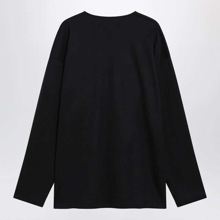 LEMAIRE - Black cotton and silk interlock T-shirt