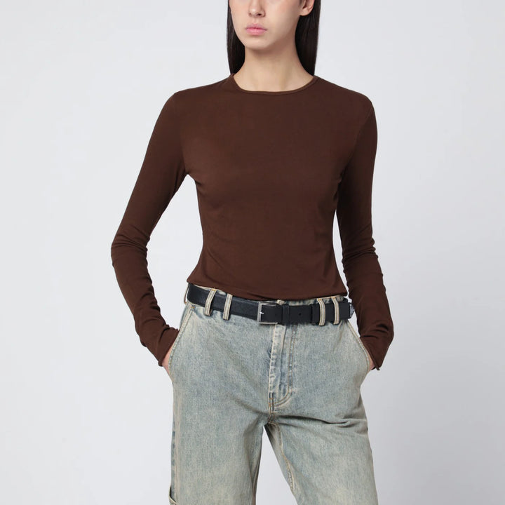 Entire Studios - Brown crewneck cotton-blend top