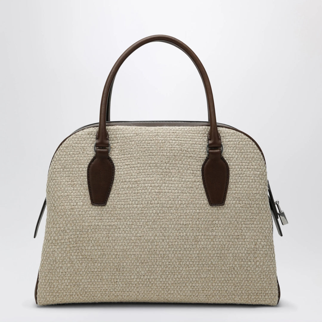 The Row - India 12 natural/brown canvas and leather bag