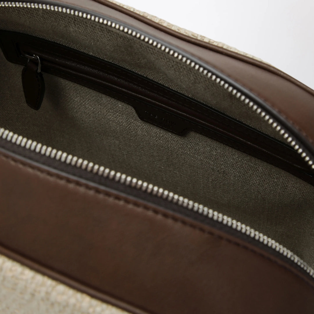 The Row - India 12 natural/brown canvas and leather bag