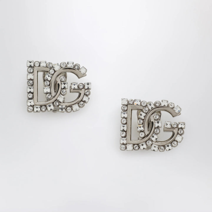 Dolce&amp;Gabbana - DG logo rhinestone clip-on earrings in silver