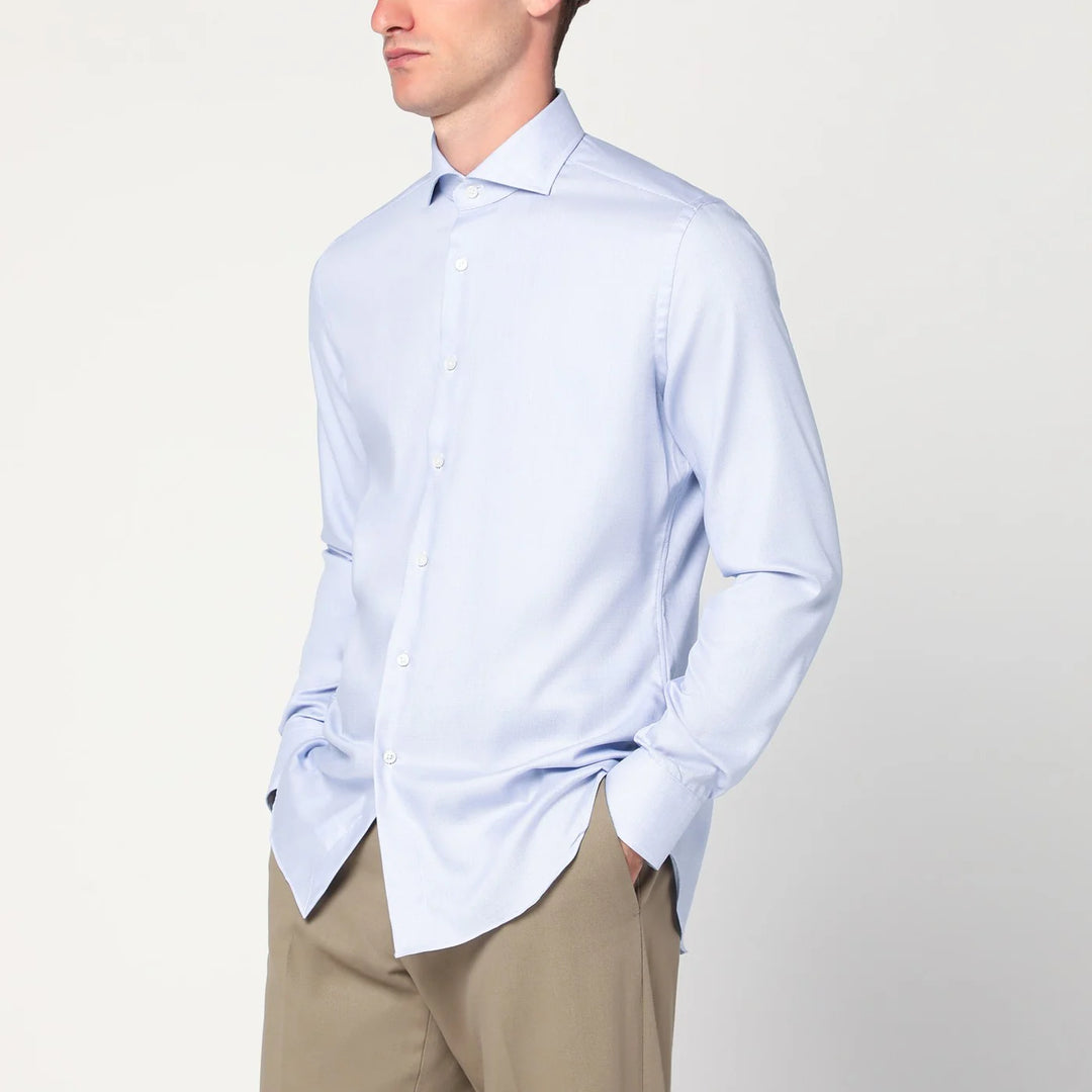XACUS - Light blue Travel cotton shirt
