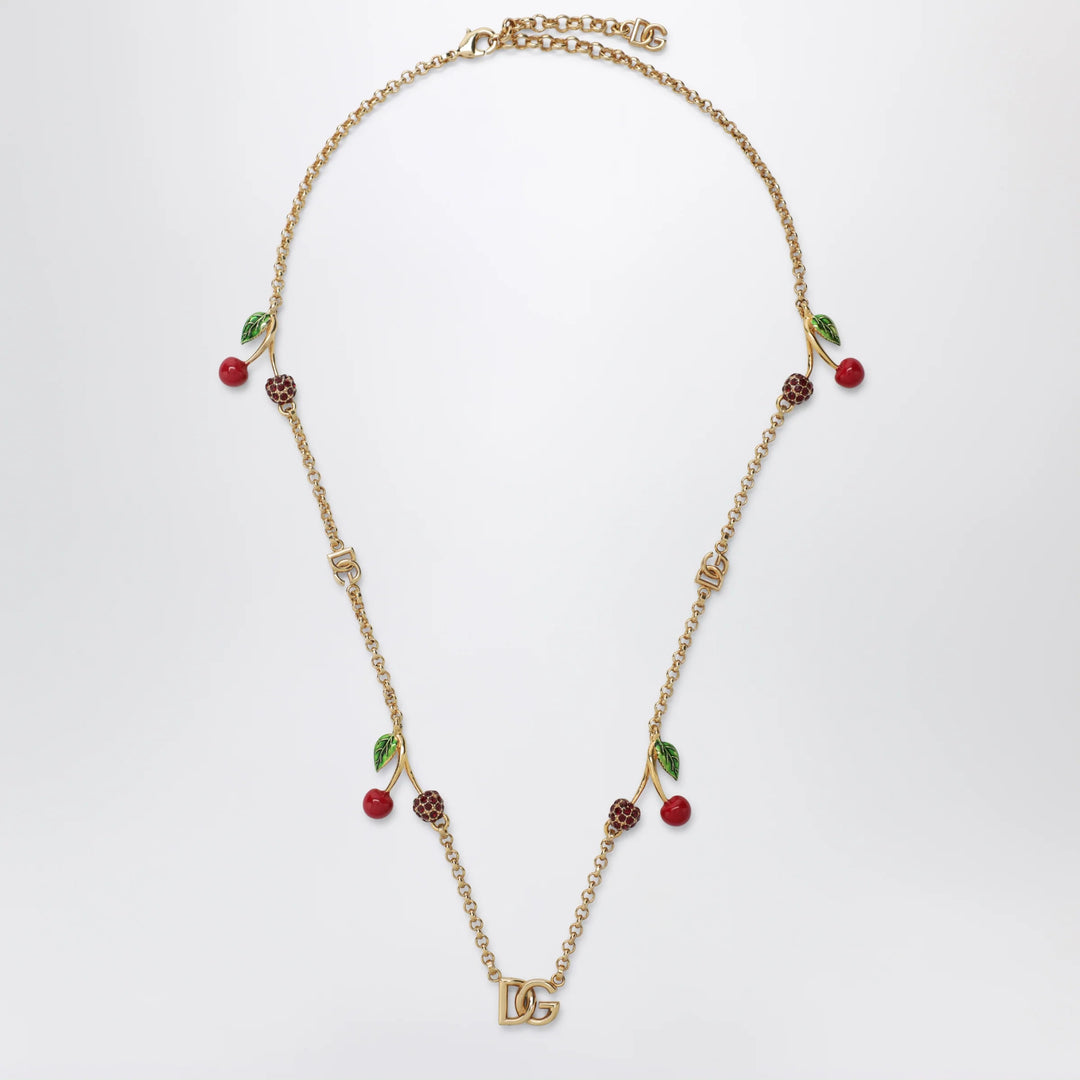 Dolce&amp;Gabbana - Gold-tone necklace with DG logo and cherry charms