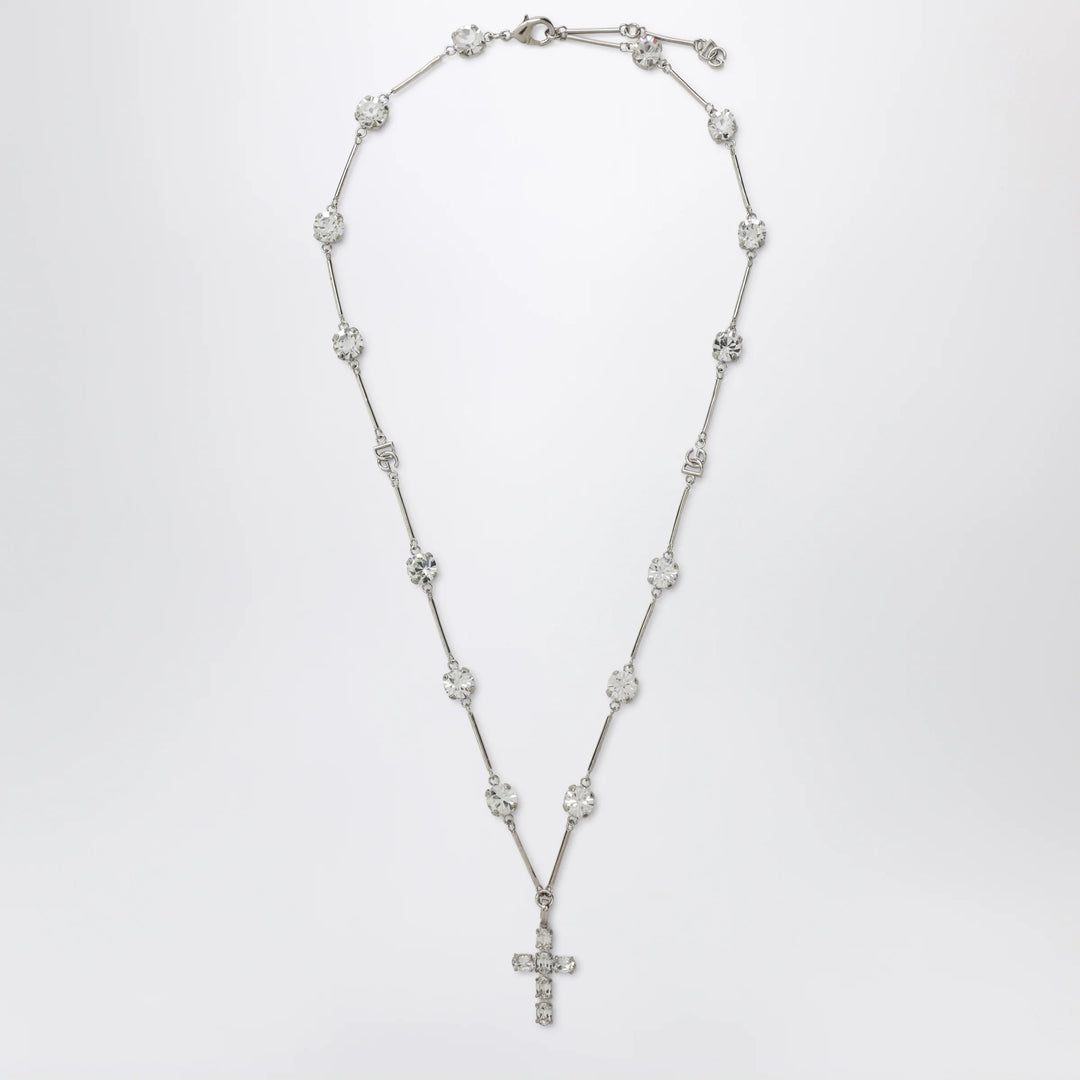 Dolce&amp;Gabbana - Rosary-style brass necklace with crystal cross