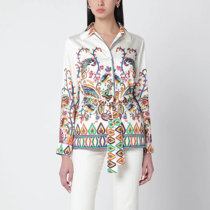 ETRO - Paisley-print belted shirt jacket