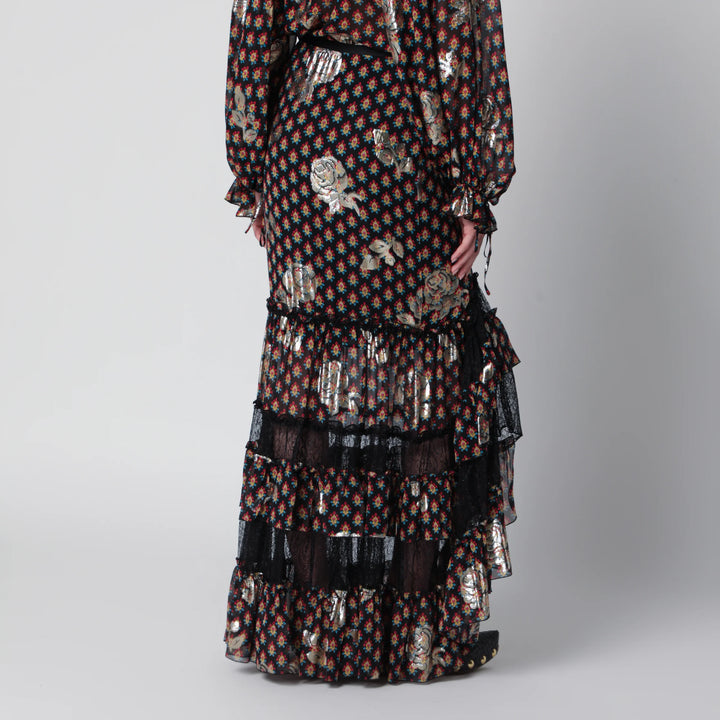 ETRO - Long skirt in silk blend with fil coupé