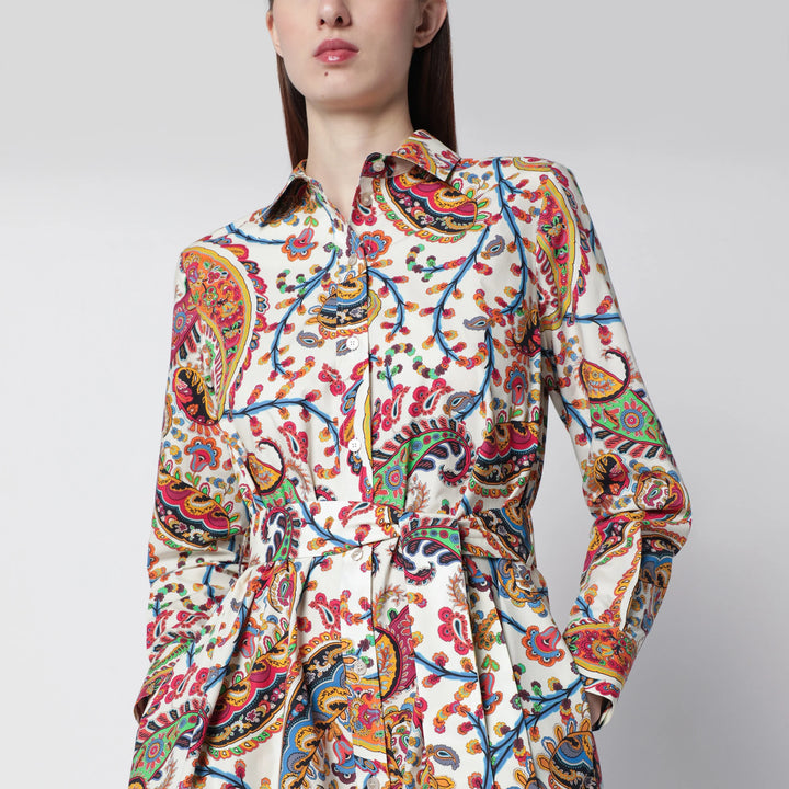 ETRO - Midi cotton dress with paisley print