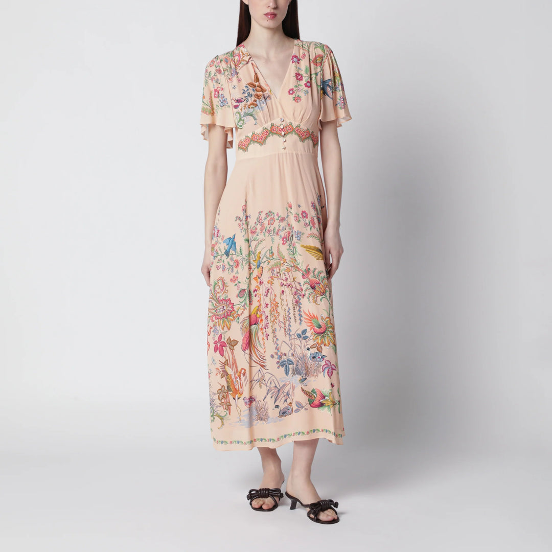 ETRO - Long blush pink dress with floral print