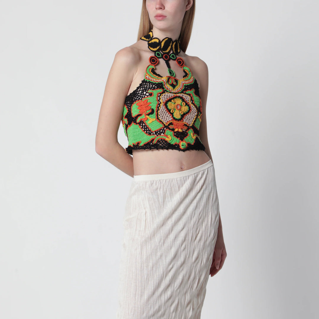 ETRO - Cropped top with floral crochet-effect pattern