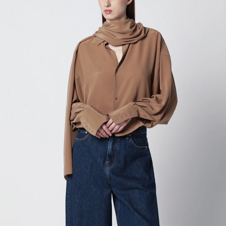 DARKPARK - Oversized Georgia silk shirt in tobacco color